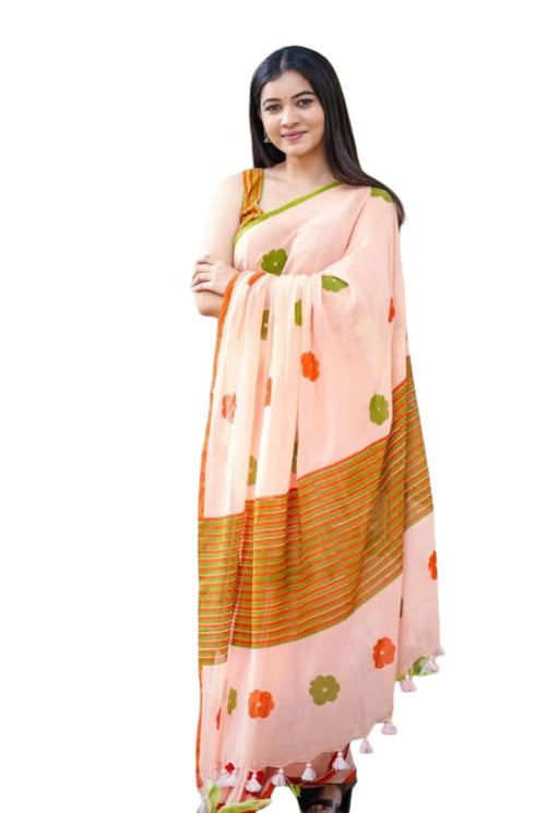 Vasthrlay Floral Striped Unstitche Lightweight