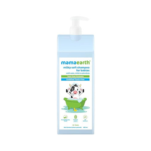 Mamaearth Fruit Based Nourishing Clear Bathing Bar & Milky Soft Shampoo & Nourishing Baby Hair Oi