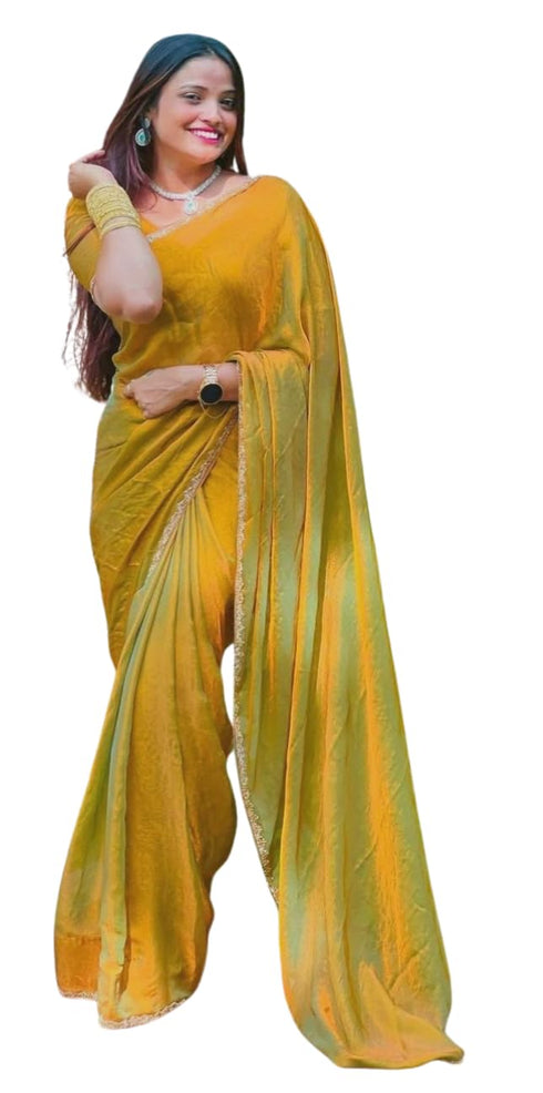 Vasthrlay Boarder Unstitched Chhaavaz Mustard Free Ethnic Wear