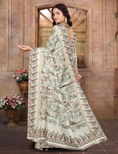 Vasthrlay Women's Cotton Kalamkari Wedding Saree With Blouse Piece