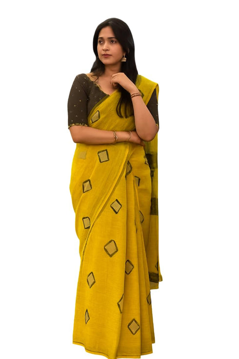 Vasthrlay Mustard Geometric Lightweight
