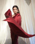 Vasthrlay Maroon Wedding Unstitched Saree