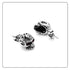 Hip Hop Titanium Steel Flower Pattern Crystal Eye Skull Stud Earrings