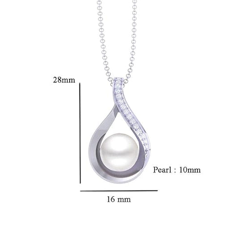 Clara 925 Sterling Silver Real Pearl Pendant chain