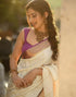 Vasthrlay Womens Kanjivaram Unstitched Yellow Saree