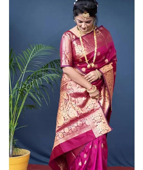 Vasthrlay Banarasi Kanjivaram Kanchipuram Wedding Saree With Blouse Piece