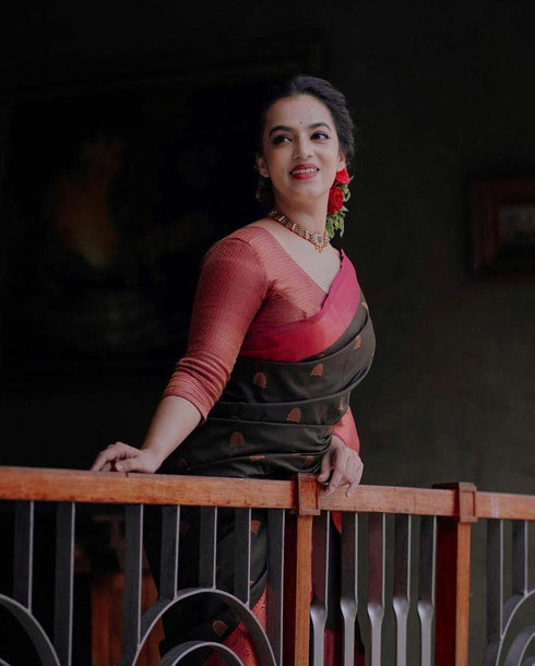 Vasthrlay Black Kanjivaram Wedding Saree