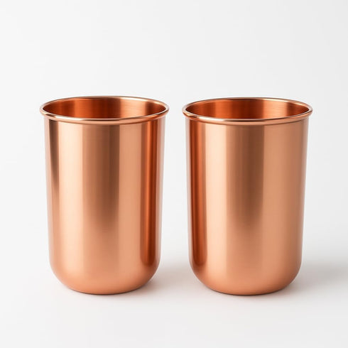 HEALTHANDWEALTH Pure Copper Tumbler Set of 2 Julep Cup 250ml