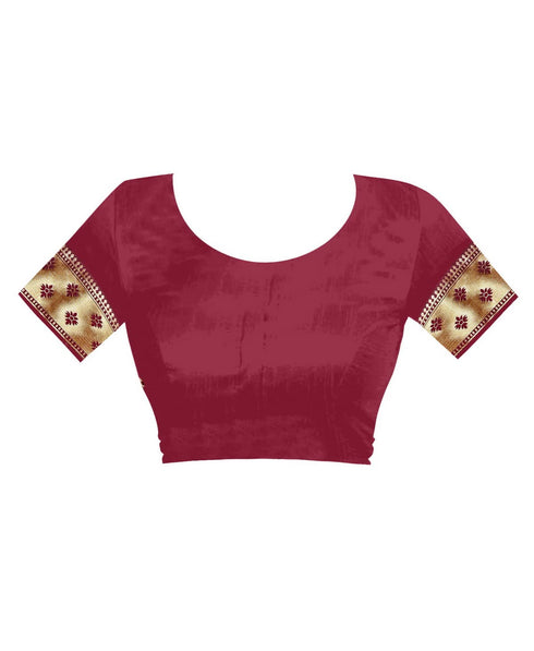 Vasthrlay Women's Maroon Kanchipuram Saree