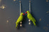 Parrot Hanging Ornament with Pearl Chain | Decorative Green Parrot Latkan with Red Beak