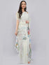 Vasthrlay Off White2 Floral Printed Gerogette Saree With Zari Pallu And Unstitched Blouse Piece