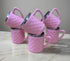 Stainless Steel Tea Cups with Diamond Pattern, 200 ml, Set of 6