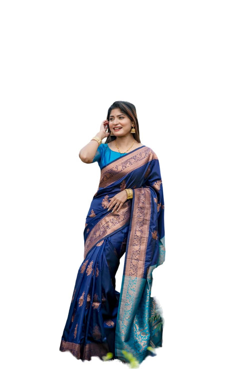 Vasthrlay Kanjivaram Unstitched Piece Blue