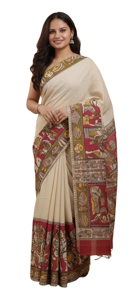 Vasthrlay Kalamkari Printed Cotton Linen Traditional