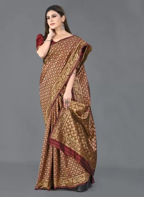 Vasthrlay Kanjivaram Unstitched Saree