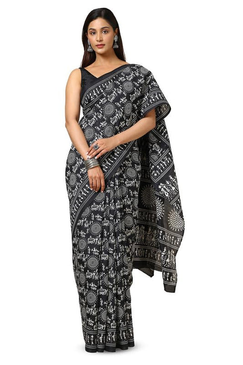 Vasthrlay Black Warli Saree