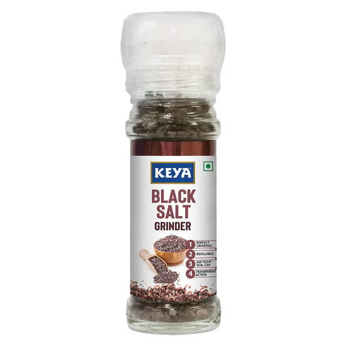 Keya Black Salt Grinder 100g Perfect for Enhancing the Flavor of Chaats Chutneys Salads Fruits Grilled Chicken & More Seasoning for Everyday Cooking & Garnishing