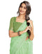 Vasthrlay Printed Pleated Unstitched White Saree
