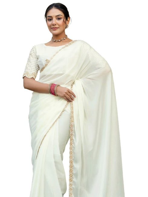Vasthrlay Sequins Embroidery Black Saree