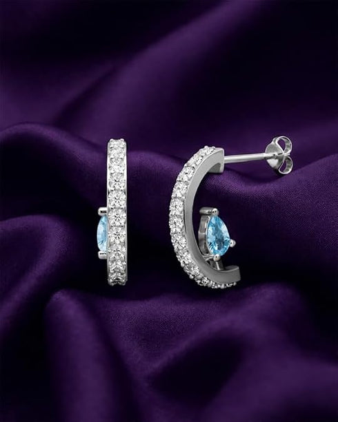 CLARA 925 Sterling Silver Hoop Bali Earrings | Daily Wear