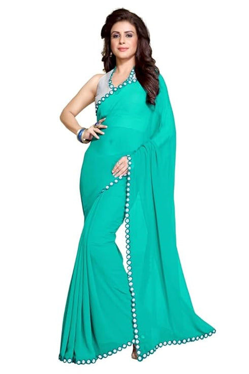 Vasthrlay Fashion Georgette Turquoise Ethnic Wear