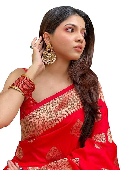 Vasthrlay Banarasi Kanjivaram Collections Wedding Saree With Blouse Piece
