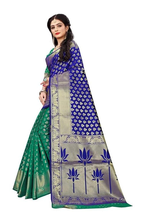 Vasthrlay Banarasi Blue Green Ethnic Wear