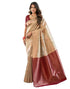 Vasthrlay Banarasi Kanjivaram Unstitched Beige Saree