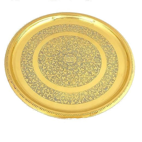 Pure Brass Dinner Thali Set of 6 pcs