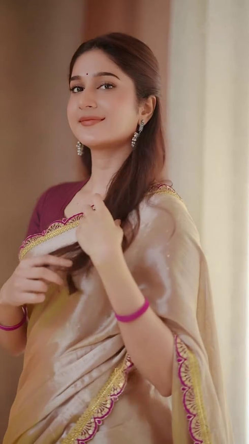 Vasthrlay Chanderi Unstitched Blouse Saree Az Ys Patakha