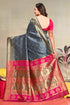 Vasthrlay Kanjivaram Chand Paithani Rama Pink Saree With Blouse Piece