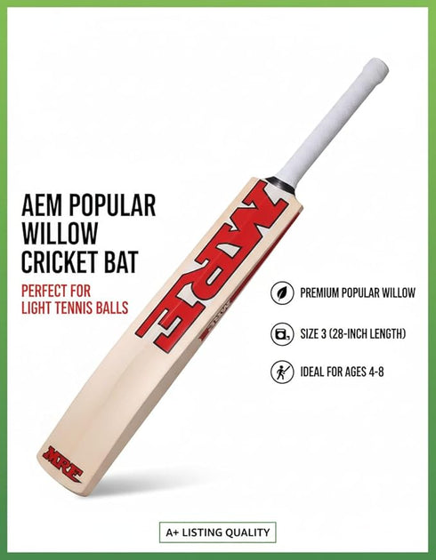 AEM® Himachal Willow Wooden Cricket Bat with Cover
