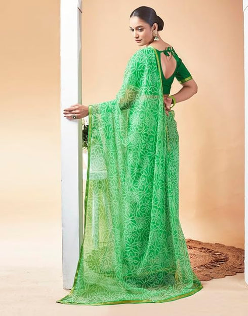 Vasthrlay Chiffon Bandhani Unstitched Peach Saree