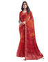 Vasthrlay Bandhani Printed Chiffon Red And Orange Saree With Unstitched Blouse Piece