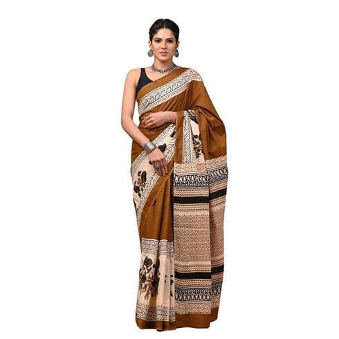 Leel Mulmul Cotton Fabric Beautiful Jaipuri Hand Block Printed Work Soft Cotton Saree