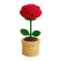 Handmade Crochet Red Rose Pot