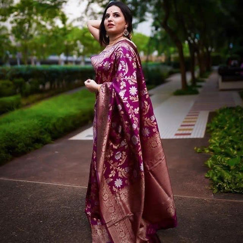 Vasthrlay Wine Kanjivaram Saree