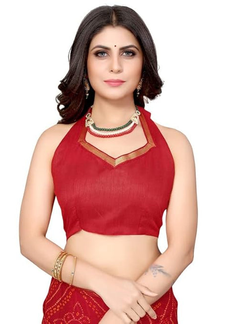 Vasthrlay Bandhani Printed Chiffon Red Saree