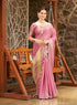 Vasthrlay Kanjivaram Pure Tissue Silk Pink Saree Golden Zari With Blouse Piece
