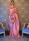 Vasthrlay Womens Kanjivaram Silk Pink Saree With Zari Woven Saree With Blouse Piece