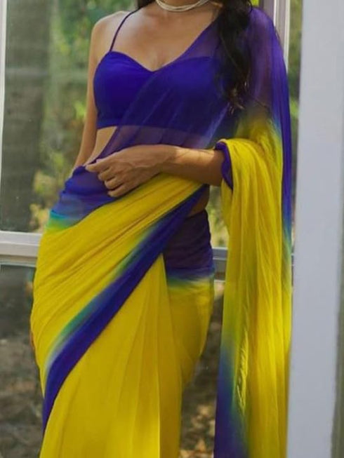 Vasthrlay Georgette Traditional Unstitched Saree