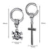M Men Style Gothic Skeleton Head Dangle With Jesus Cross Hoop Studs