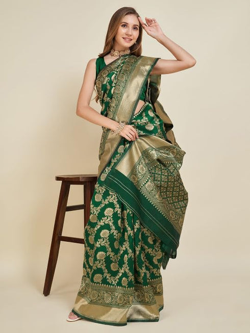 Vasthrlay Red Banarasi Traditional Unstitched Saree