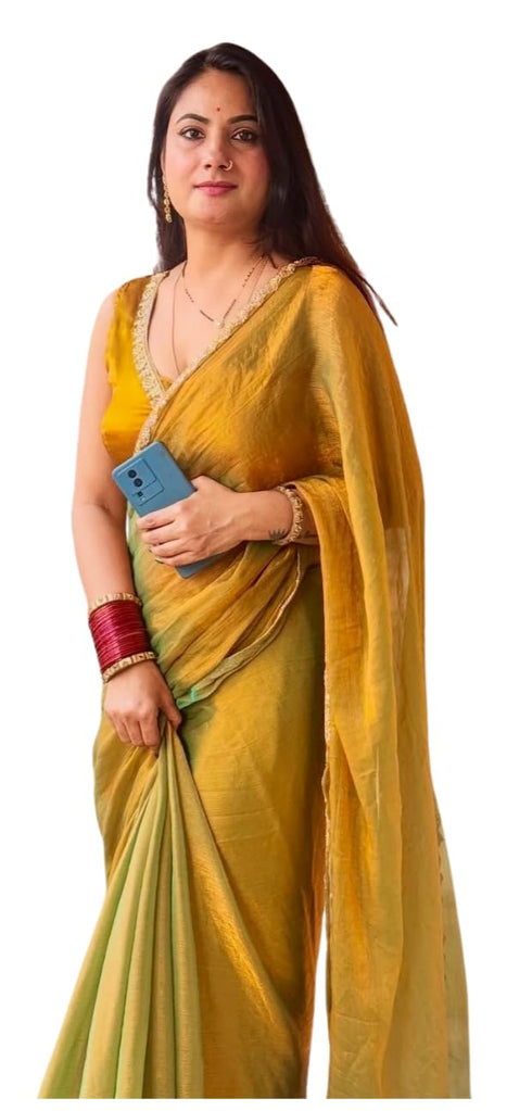 VasthrlayBoarder Unstitched Chhaavaq Mustard Free Ethnic Wear