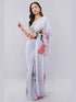 Vasthrlay Off White3 Floral Printed Gerogette Saree With Zari Pallu And Unstitched Blouse Piece