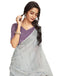 Vasthrlay Printed Pleated Unstitched White Saree