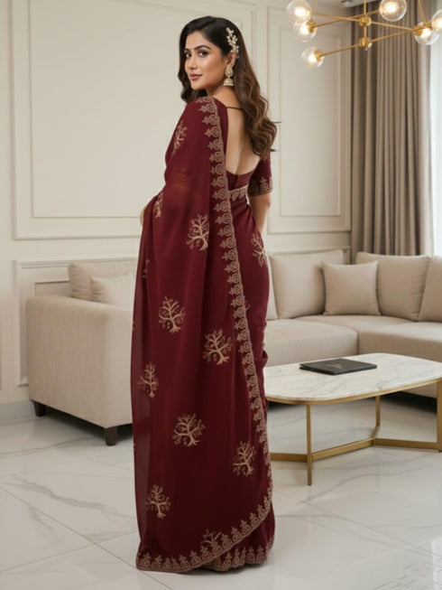 Vasthrlay Georgette Traditional Az Ys Pehenva Brown Rr Ethnic Wear