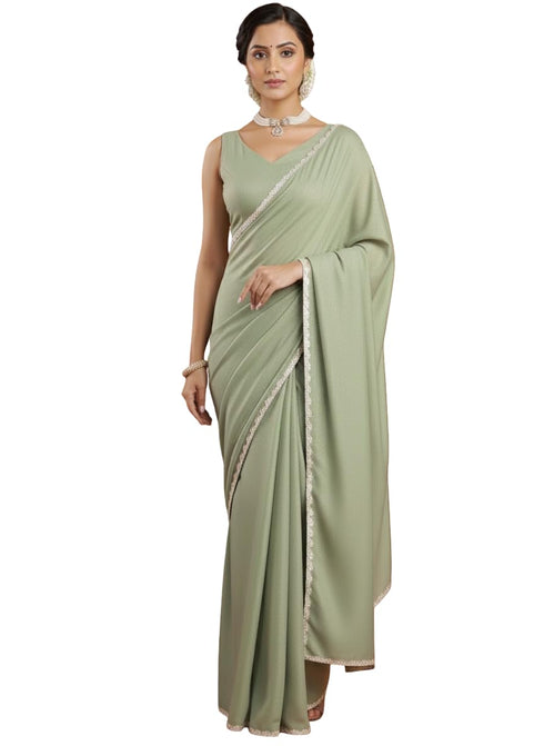 Vasthrlay Maroon Georgette Border Unstitched Saree