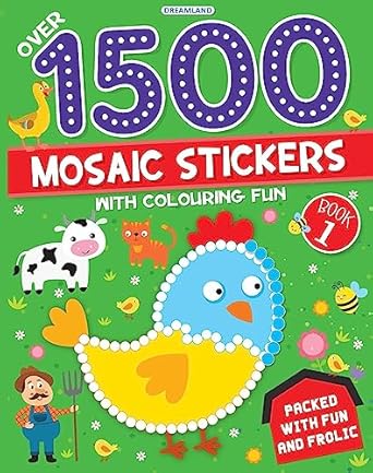 1500 Mosaic Stickers with Colouring Fun Books Pack