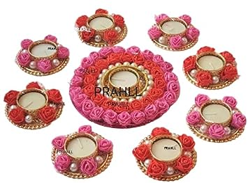 Artificial Flower Rose Pearls Diya Tealight Rangoli Floating/Non Floating Festive Decor